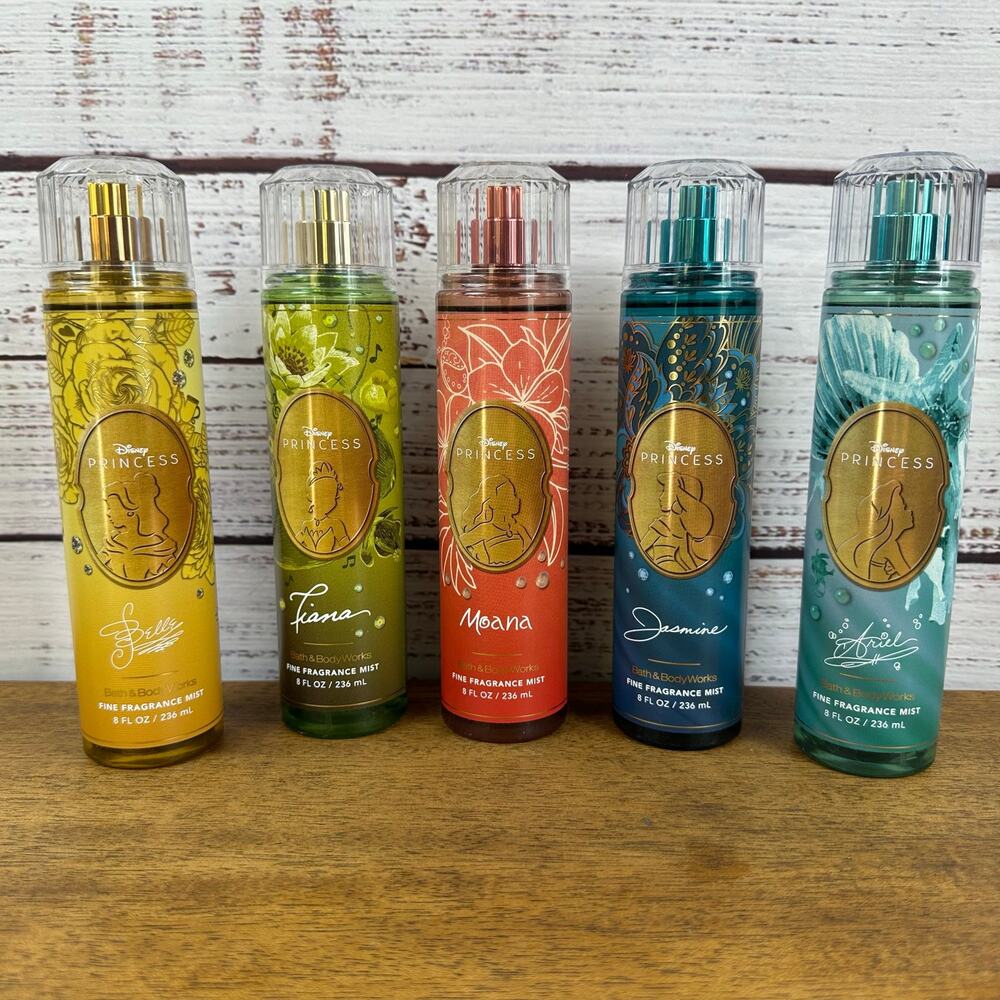 NEW Bath & Body Works Disney Princess 5 Pc Set Fragrance Mist 8 Fl Oz FULL SIZE